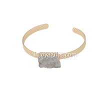 Bijoux en or en gros pour les bracelets de cuivre d&#39;or de cluster de cristal clair de Druzy Cuboid